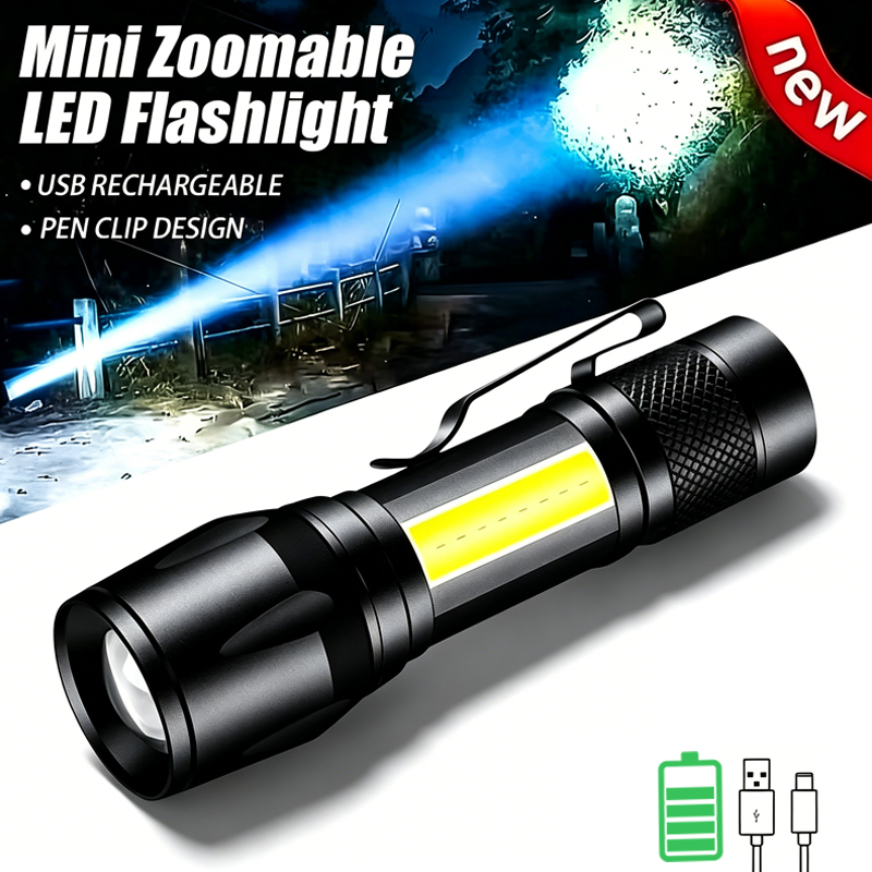 Camping Cooking Fish - Mini LED Flashlight COB+XPE Portable Torch
