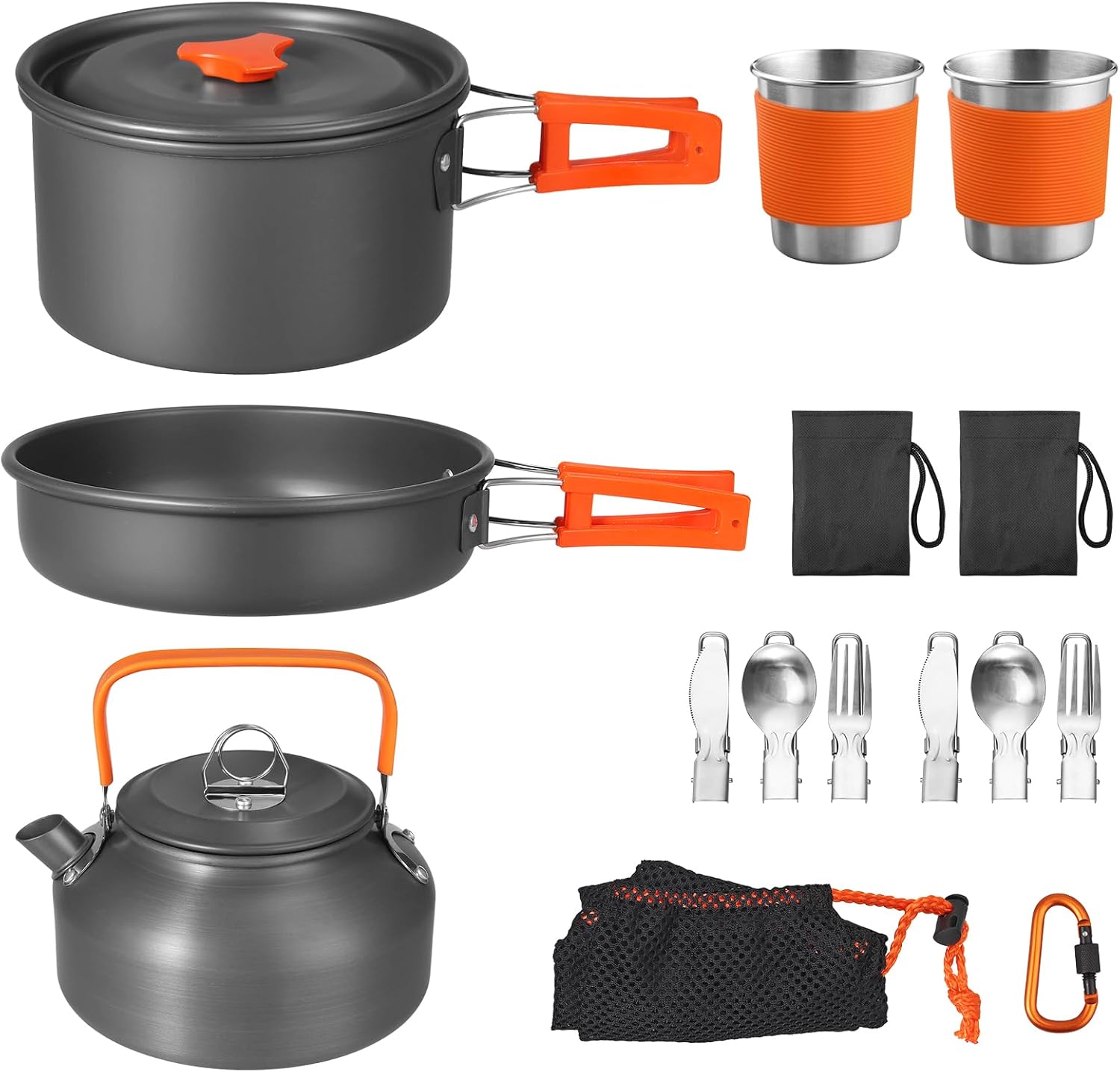 Camping Cooking Kit - Non-Stick Camping Cookware Set, 17-Piece Lightweight