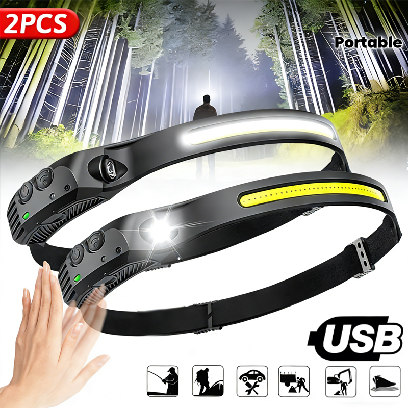 Camping Cooking Fish - LED Sensor Headlamp Built-in Battery USB