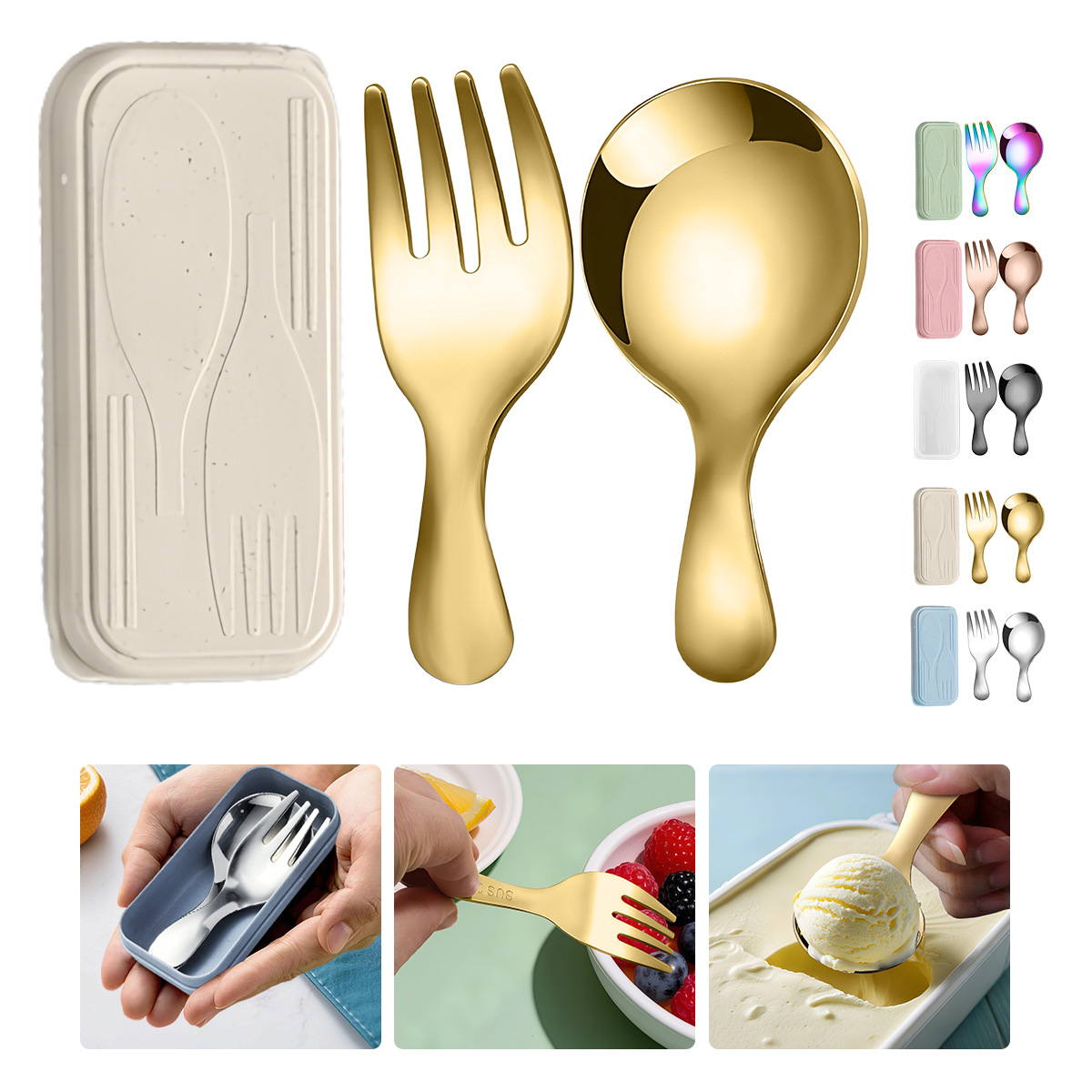 Camping Cooking And Eating Set - Stainless Steel Tableware Set Spoon Fork