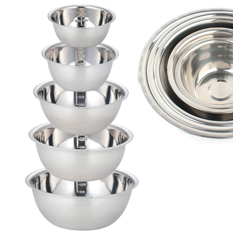 Nesting Camping Cooking Set - 5pcs/set Stainless Steel Mixing Bowls Nesting