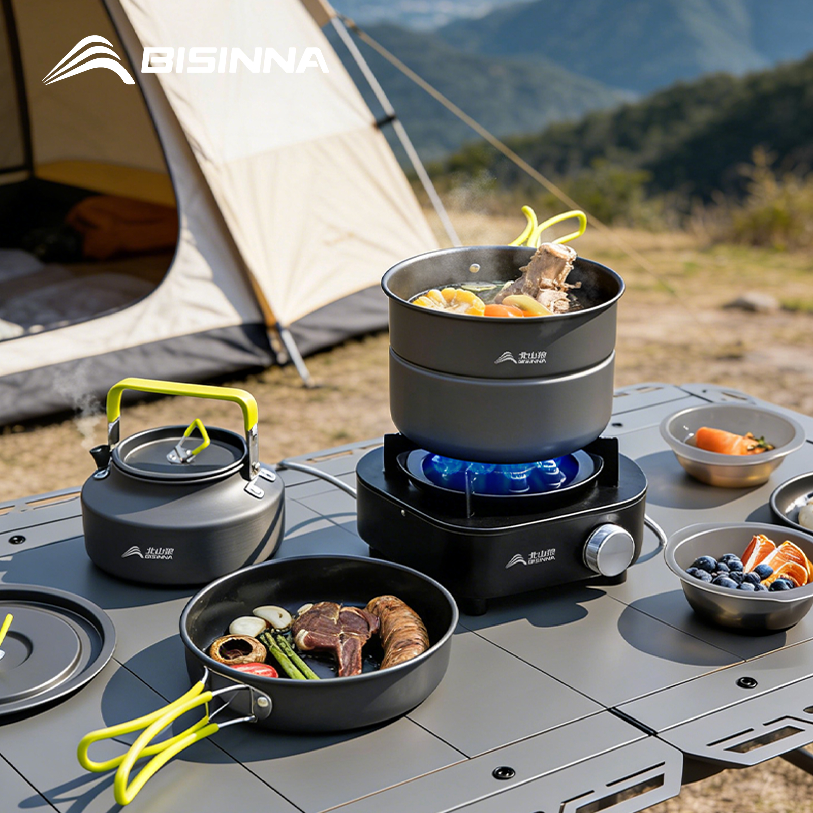 BISINNA Camping Cookware Set A - Nesting Camping Cooking Set recensione e prezzo
