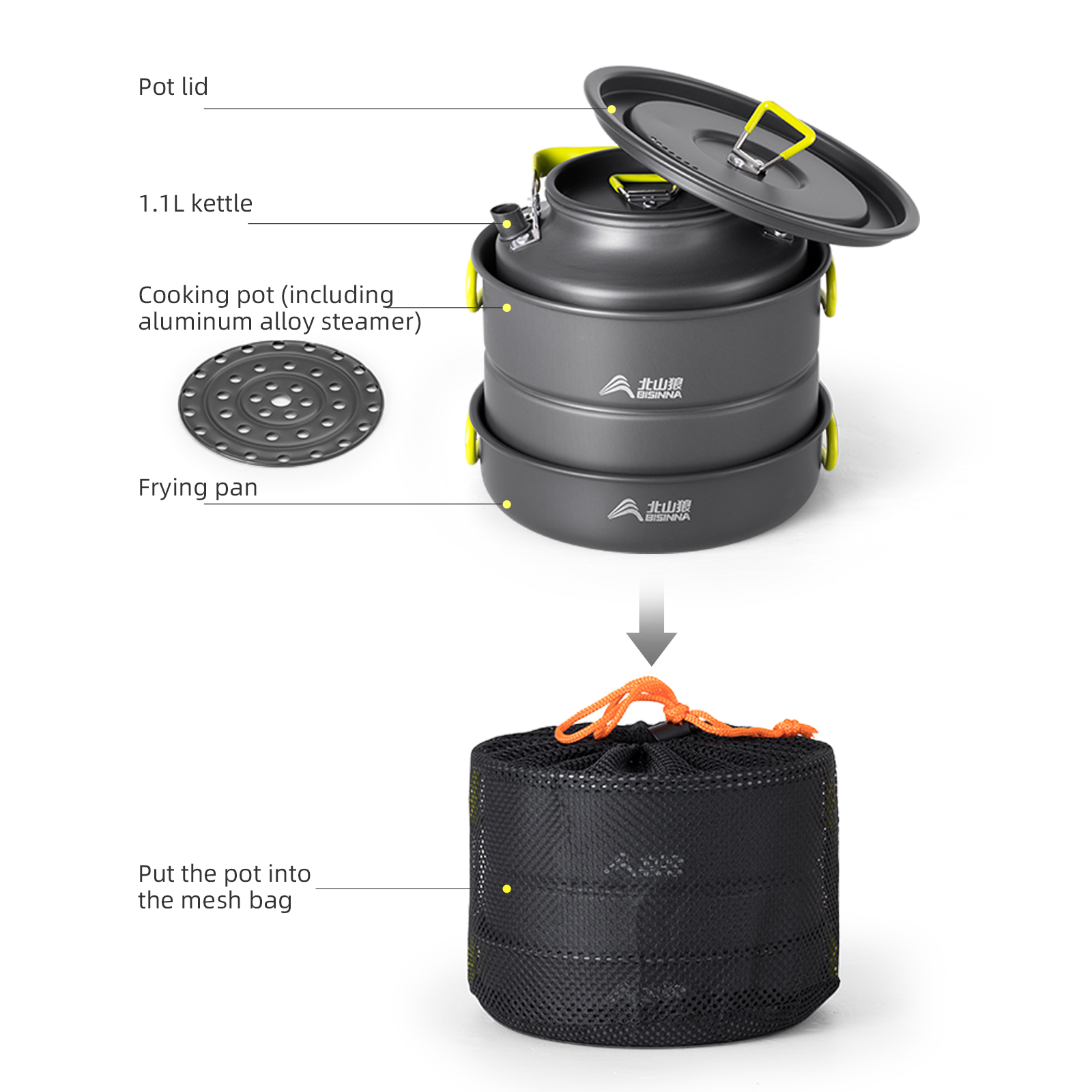 BISINNA Camping Cookware Set A - Nesting Camping Cooking Set recensione e prezzo