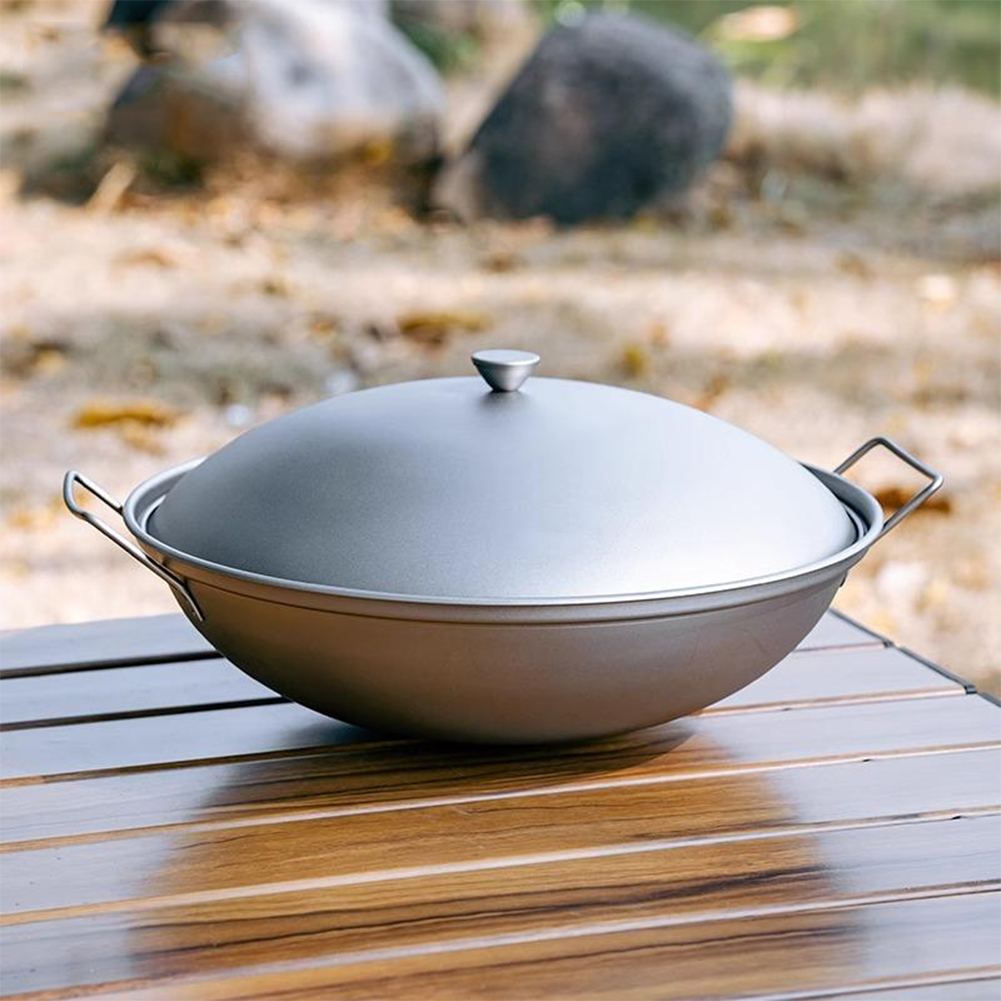 Titanium Wok Pan with Lid Doub - Camping Cooking Roll recensione e prezzo