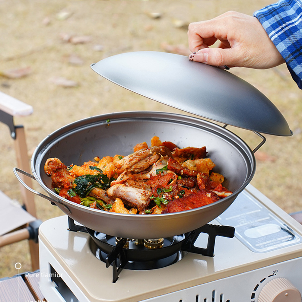 Titanium Wok Pan with Lid Doub - Camping Cooking Roll recensione e prezzo