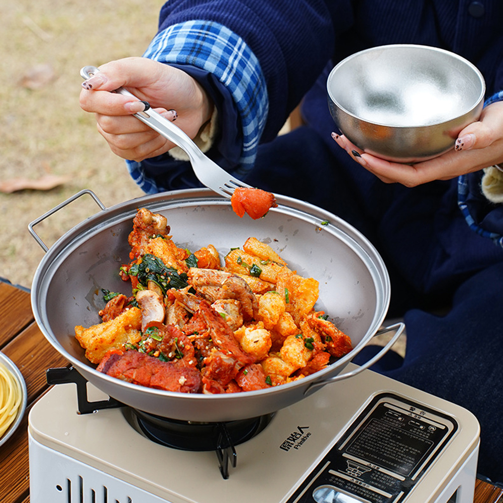 Titanium Wok Pan with Lid Doub - Camping Cooking Roll recensione e prezzo