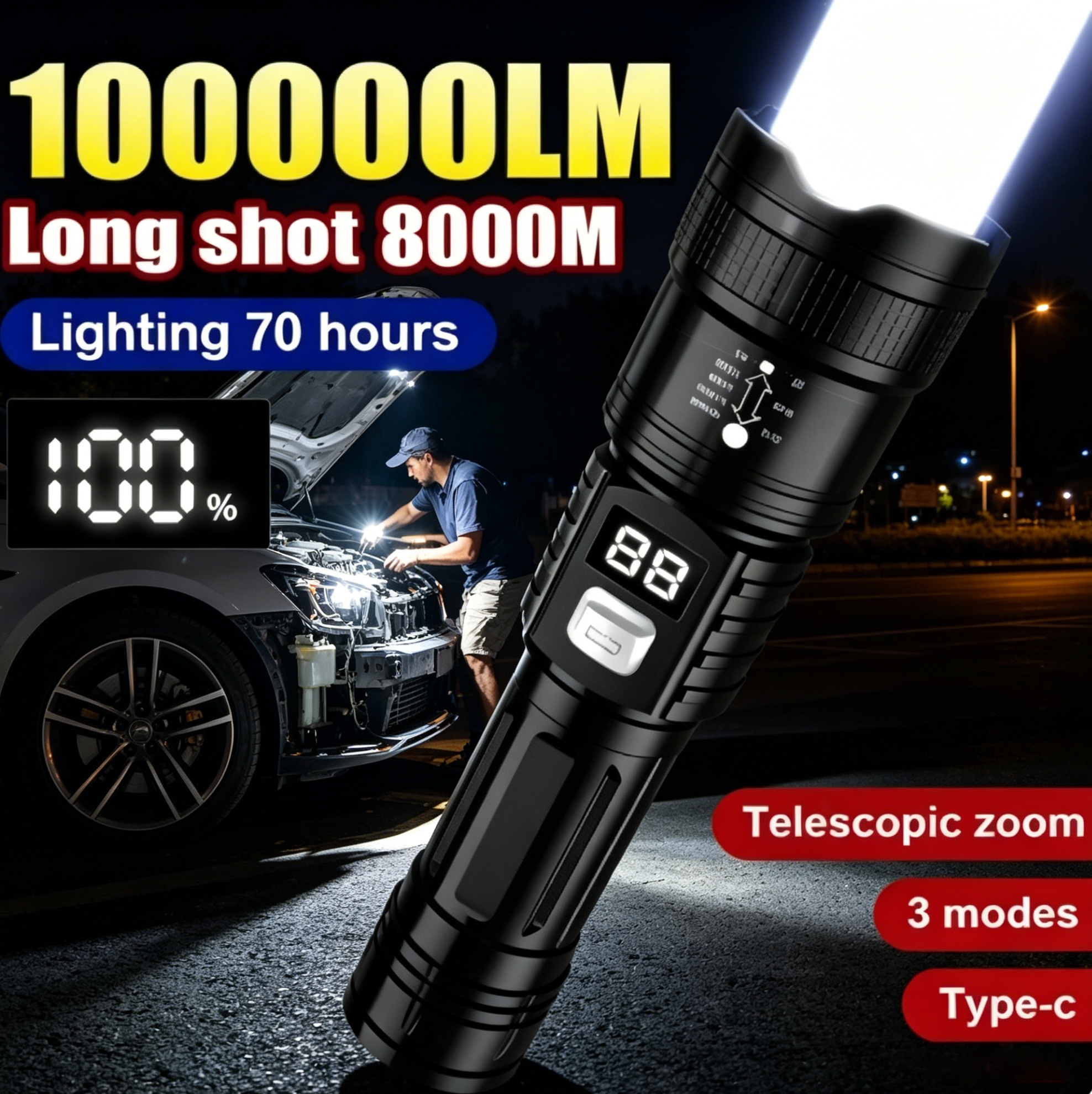 Rechargeable LED Flashlight 10 - Camping Cooking Fish recensione e prezzo
