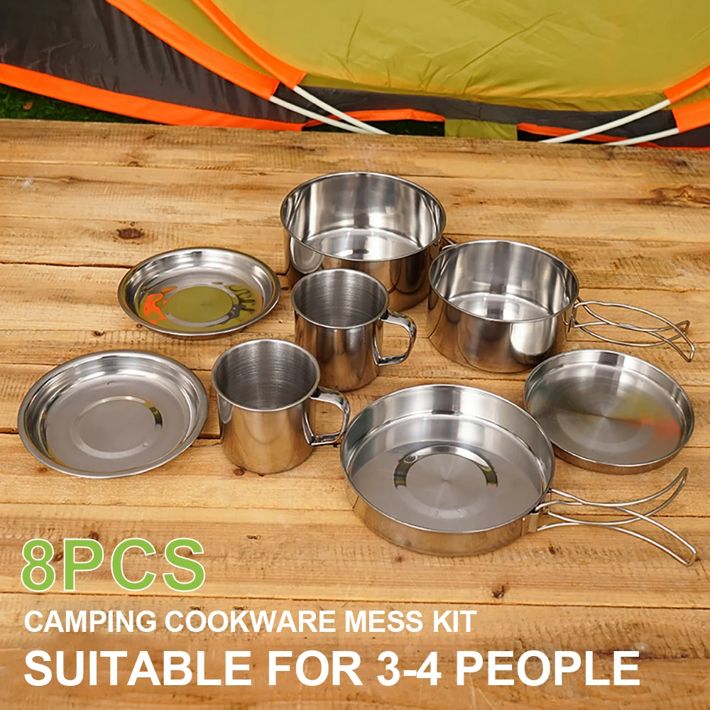 8pcs/Set Camping Cookware Mess - Camping Cooking Roll recensione e prezzo