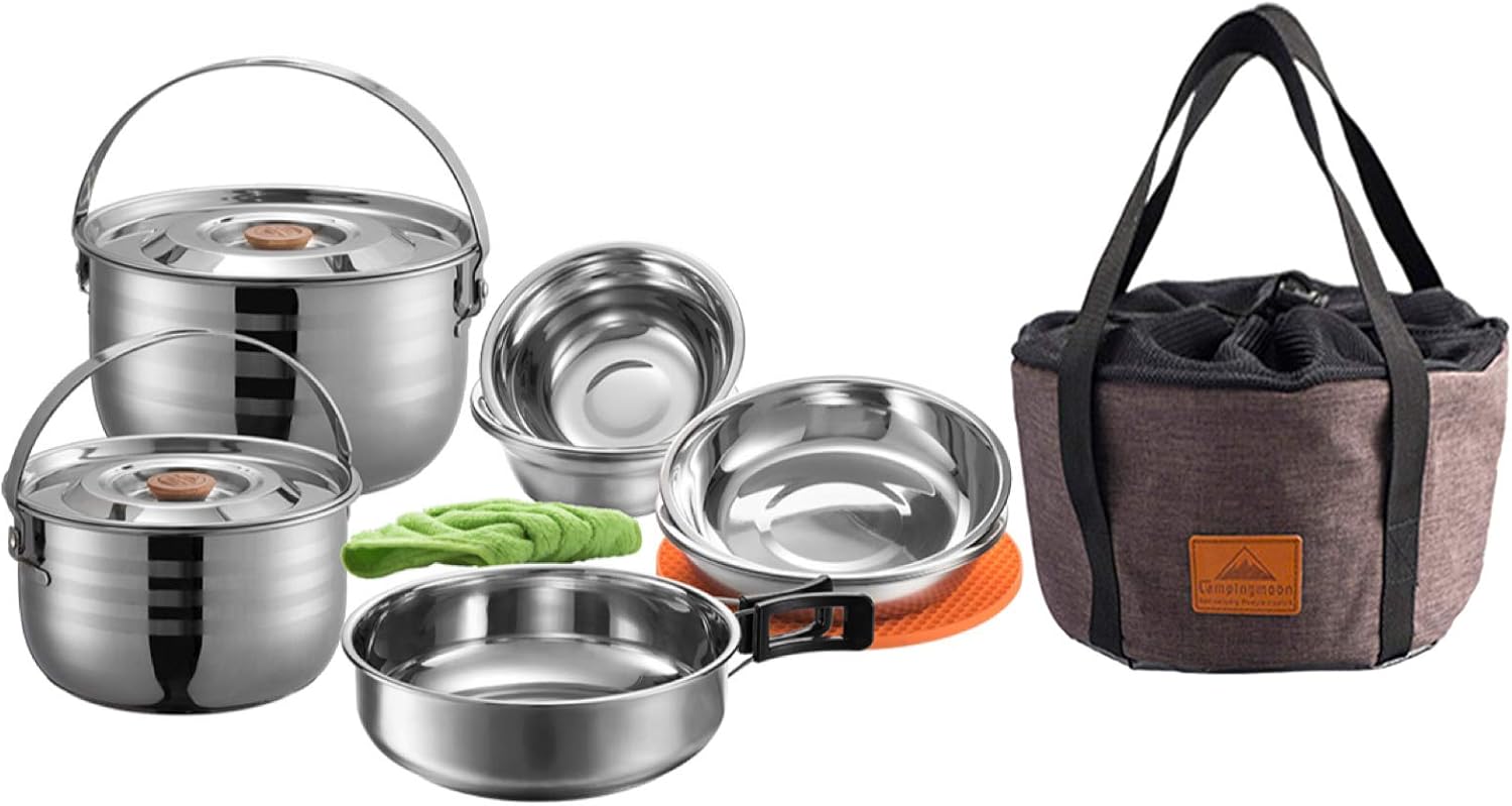 Stainless Steel Camping Cookwa - Nesting Camping Cooking Set recensione e prezzo