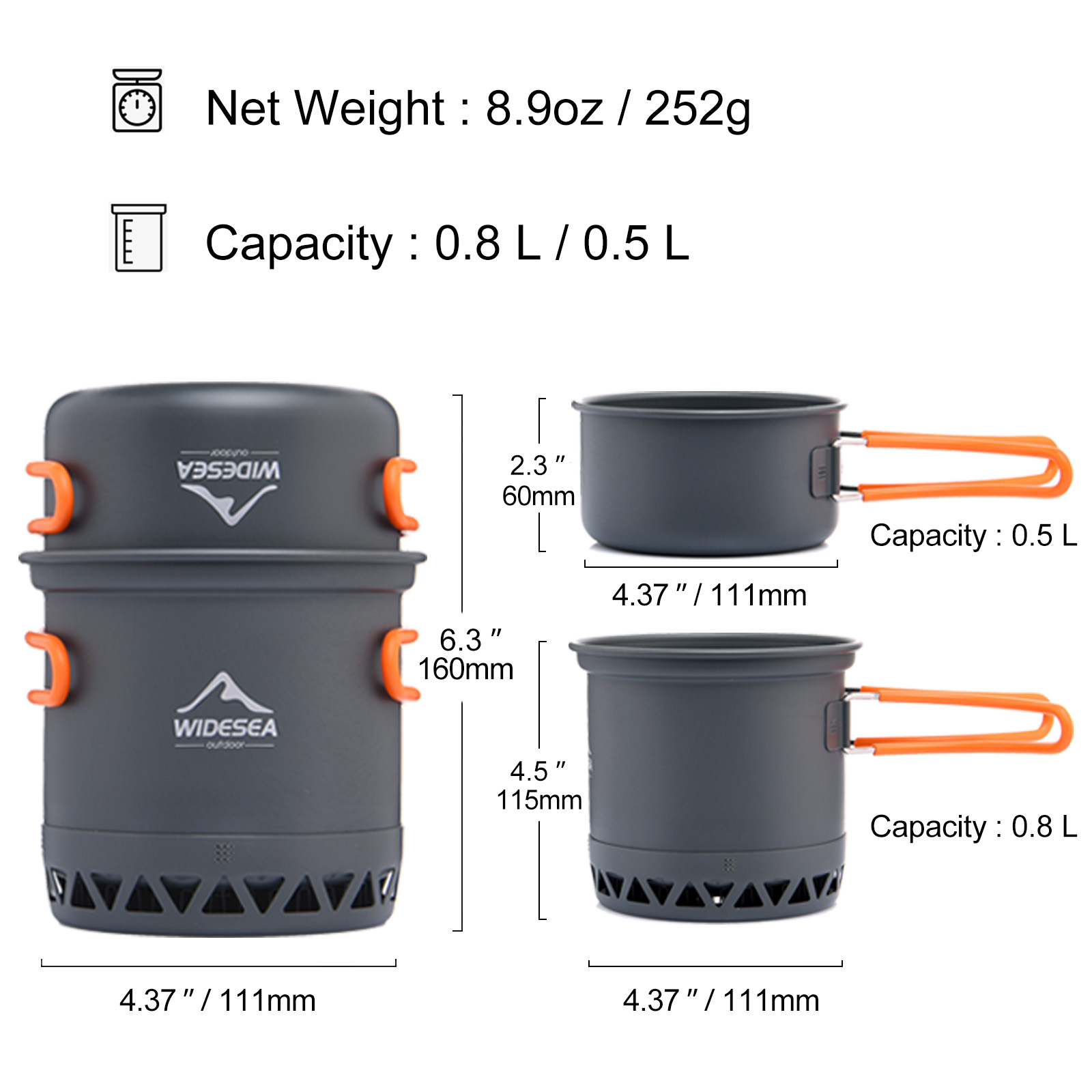 Widesea Camping Pot 1.3L 2.3L  - Camping Cooking Set Jetboil recensione e prezzo