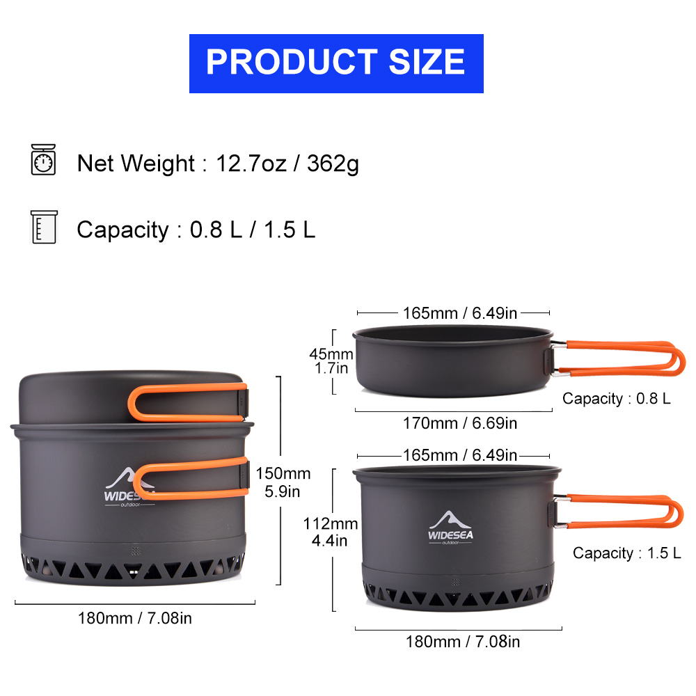 Widesea Camping Pot 1.3L 2.3L  - Camping Cooking Set Jetboil recensione e prezzo