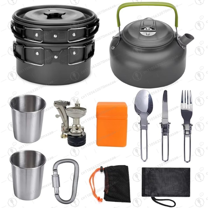 Outdoor aluminum cookware 10-p - Camping Cooking Accessories Set recensione e prezzo
