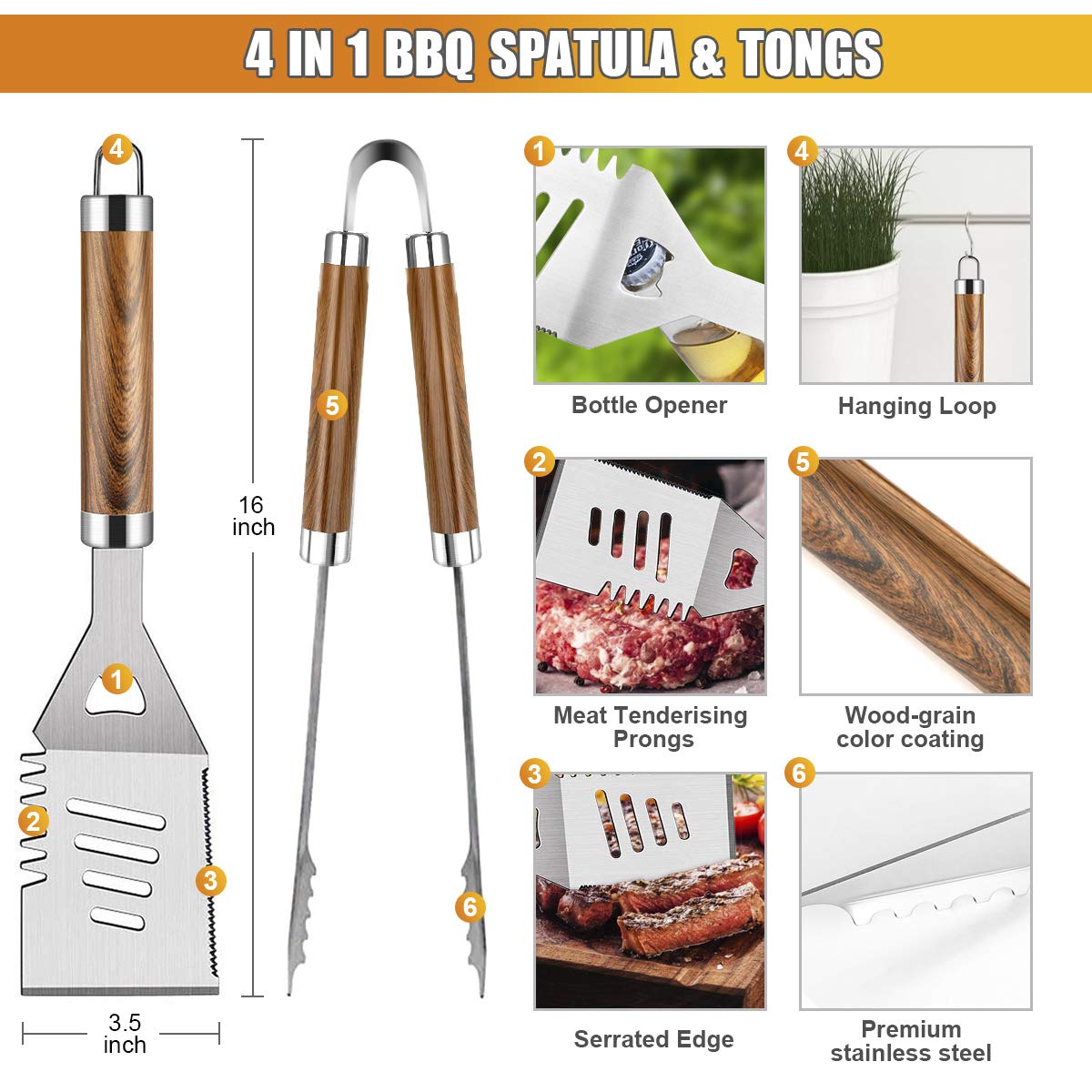 38PCS BBQ Grill Accessories Se - Camping Cooking Accessories Set recensione e prezzo