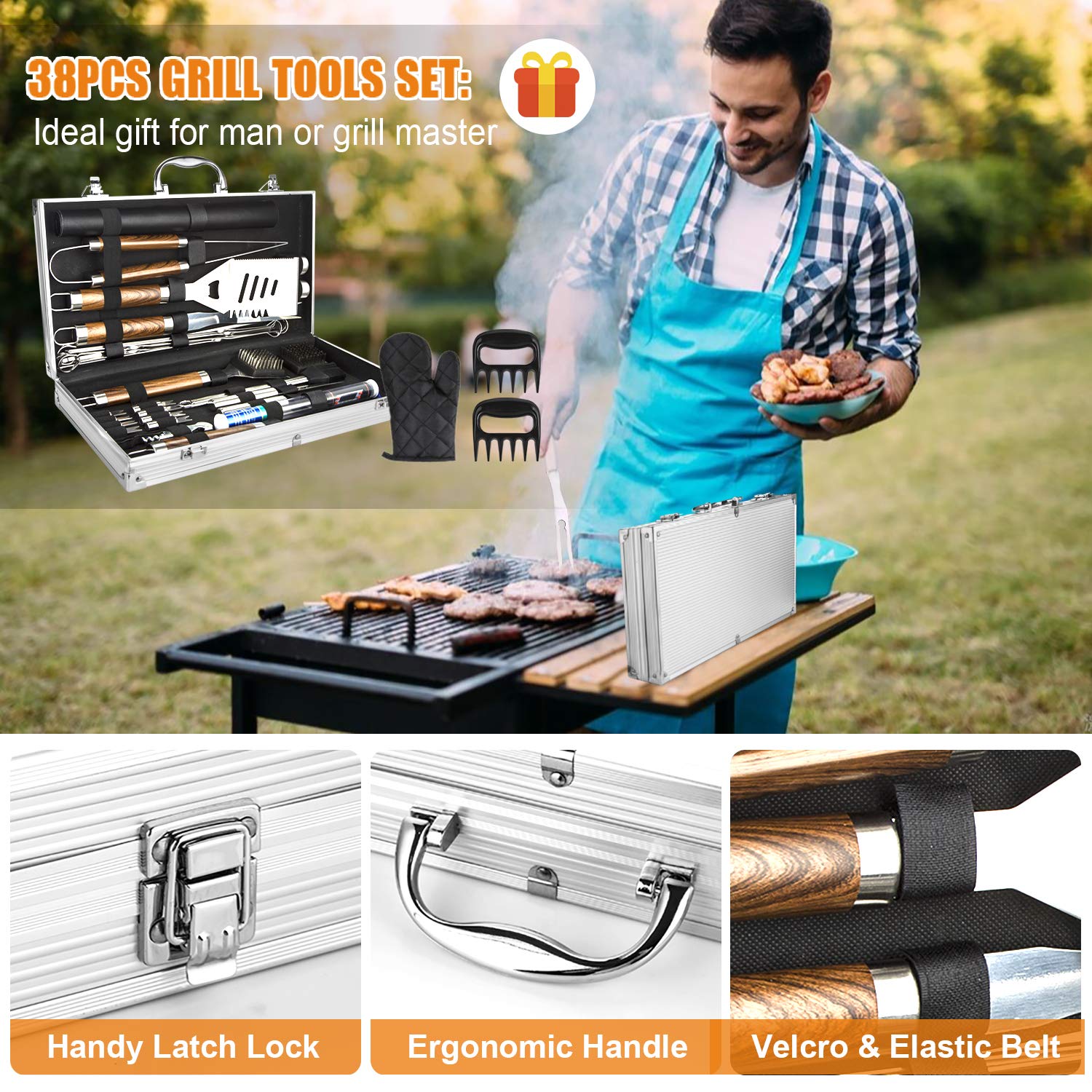 38PCS BBQ Grill Accessories Se - Camping Cooking Accessories Set recensione e prezzo
