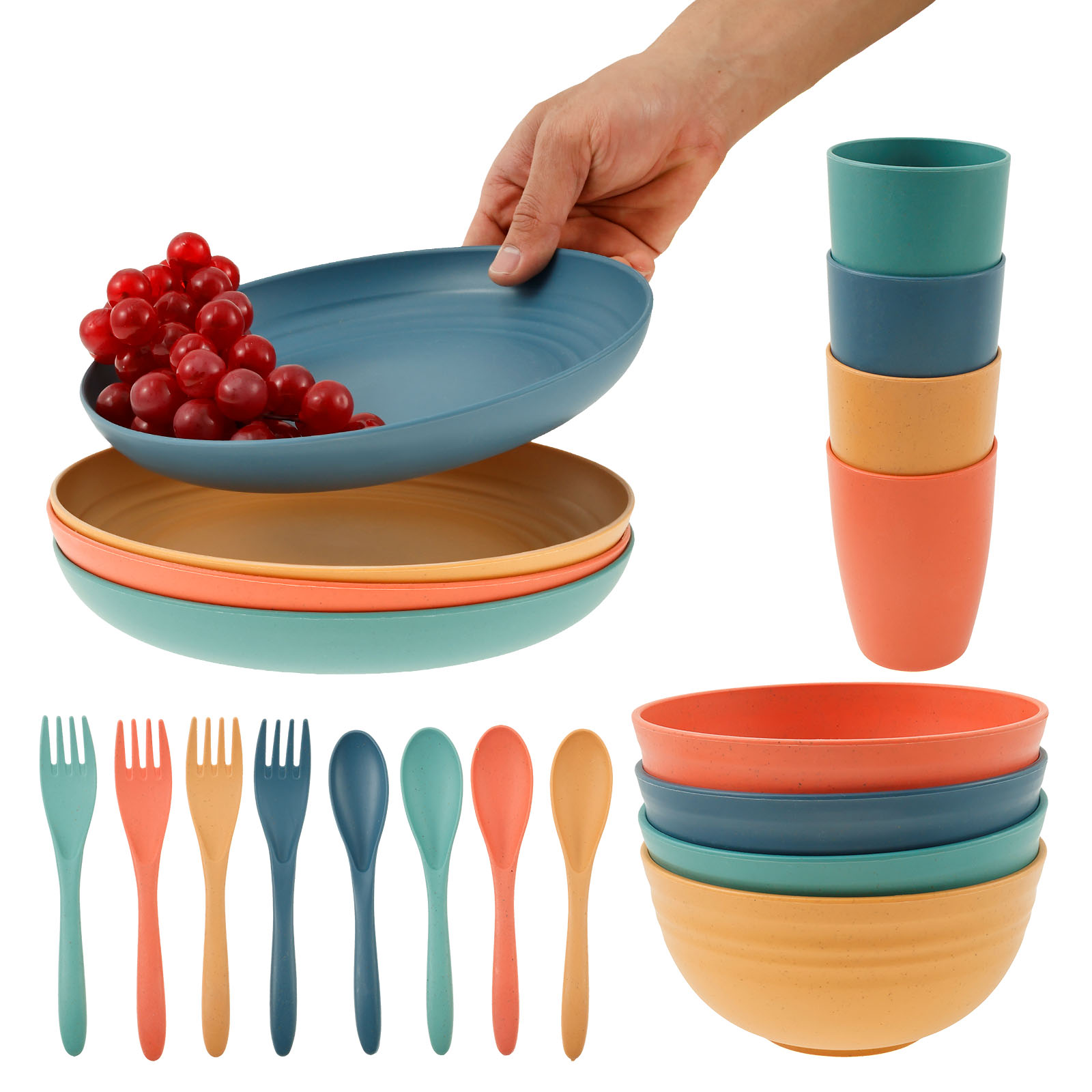 20 Pcs Plates and Bowls Sets w - Camping Cooking And Eating Set recensione e prezzo