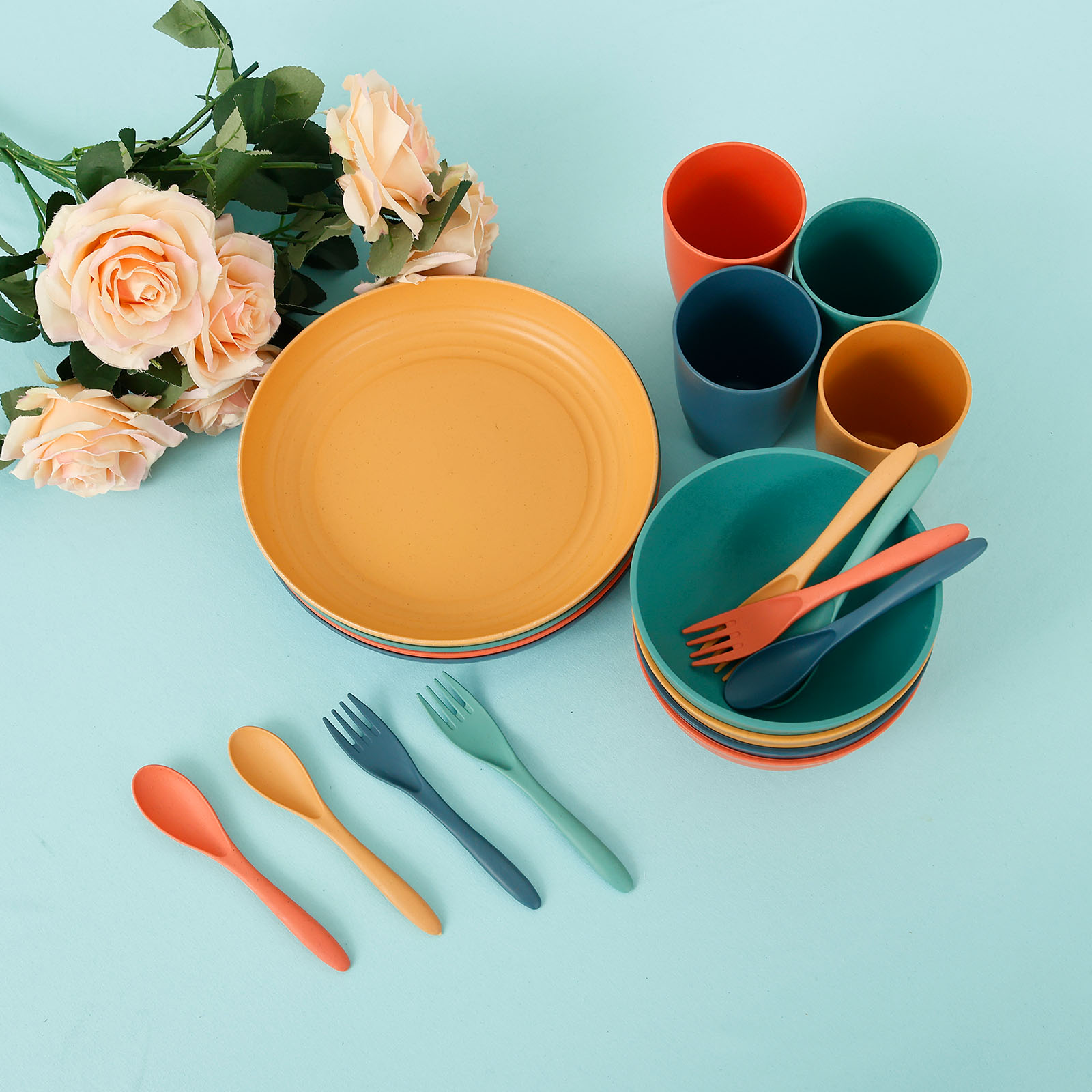 20 Pcs Plates and Bowls Sets w - Camping Cooking And Eating Set recensione e prezzo