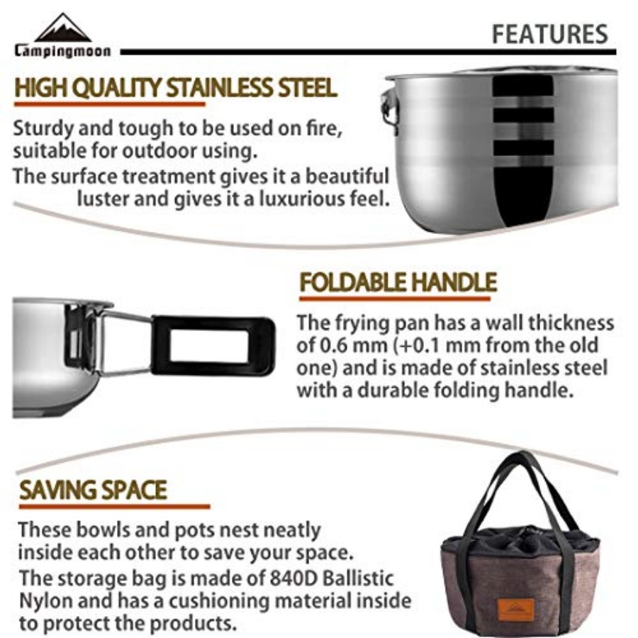 CAMPINGMOON Camping Cookware S - Nesting Camping Cooking Set recensione e prezzo