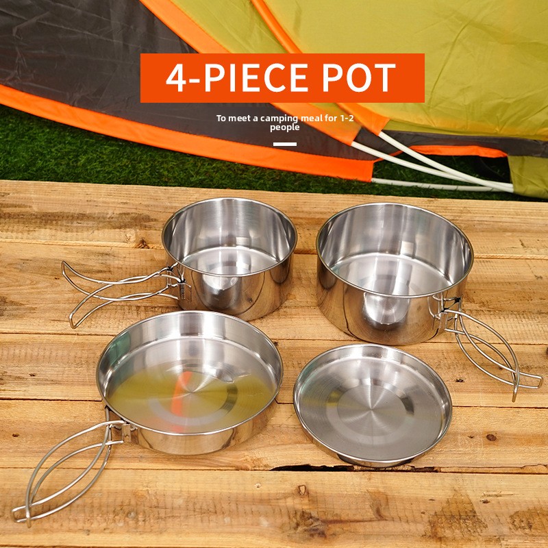 CLS 4pcs/set Stainless Steel C - Nesting Camping Cooking Set recensione e prezzo