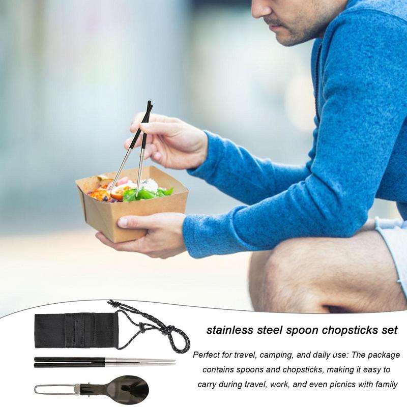 Foldable Spoon Chopsticks Trav - Camping Cooking And Eating Set recensione e prezzo