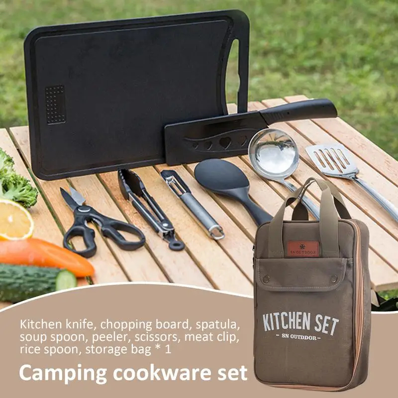 8pcs Camping Kitchen Cookware  - Camping Cooking Roll recensione e prezzo