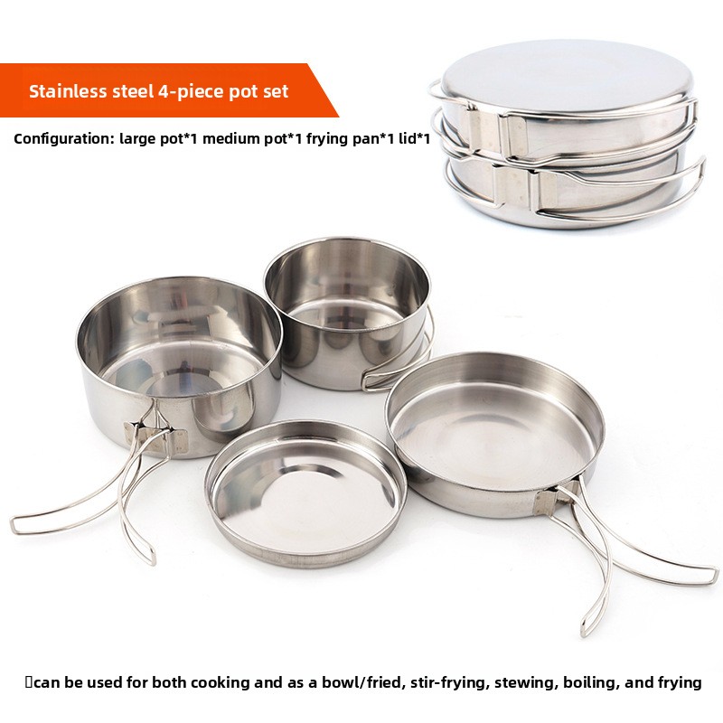 CLS 4-Piece Stainless Steel Ca - Nesting Camping Cooking Set recensione e prezzo