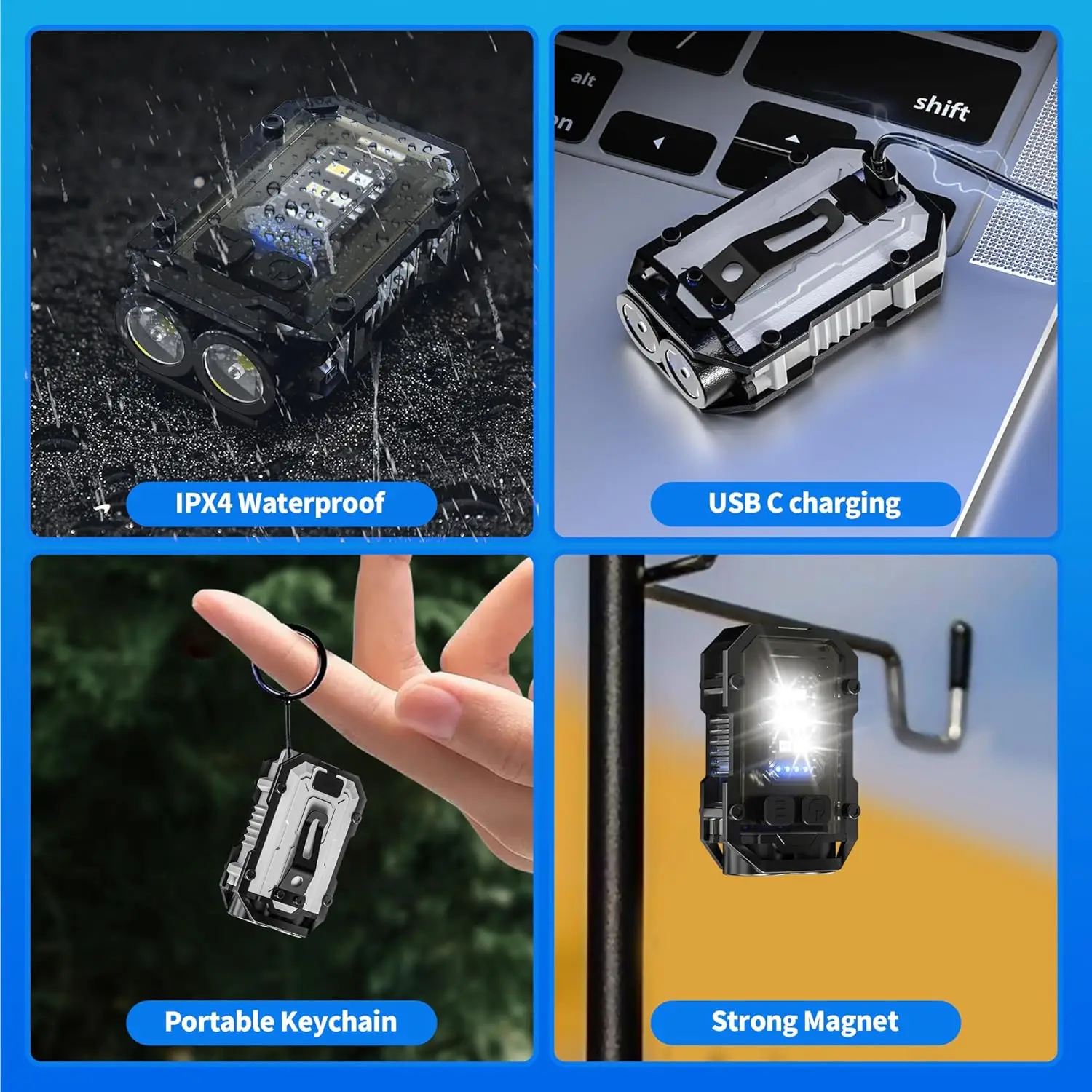 Mini COB Keychain Flashlight,C - Camping Cooking Fish recensione e prezzo
