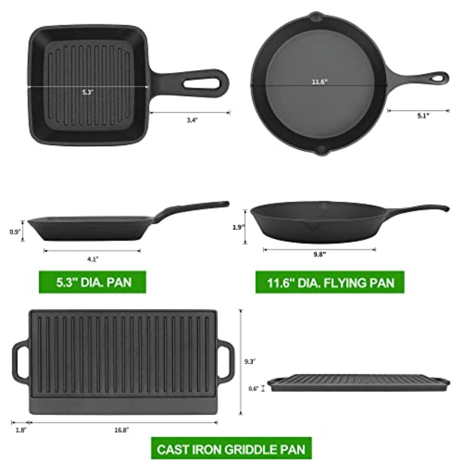 8 Piece Pre-Seasoned Dutch Ove - Vintage Camping Cooking Set recensione e prezzo