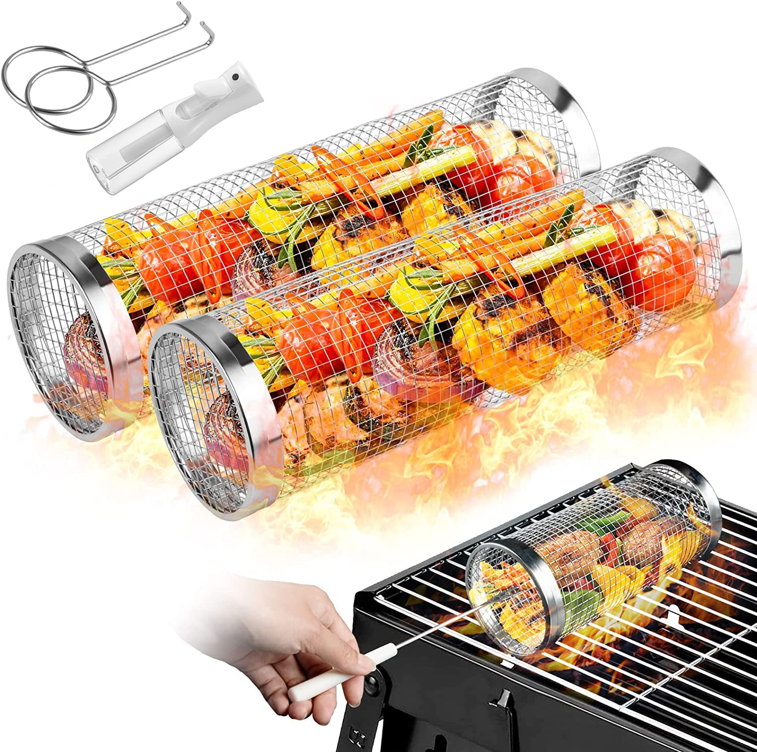 2 Pieces Rolling Grilling Bask - Camping Cooking Essentials recensione e prezzo