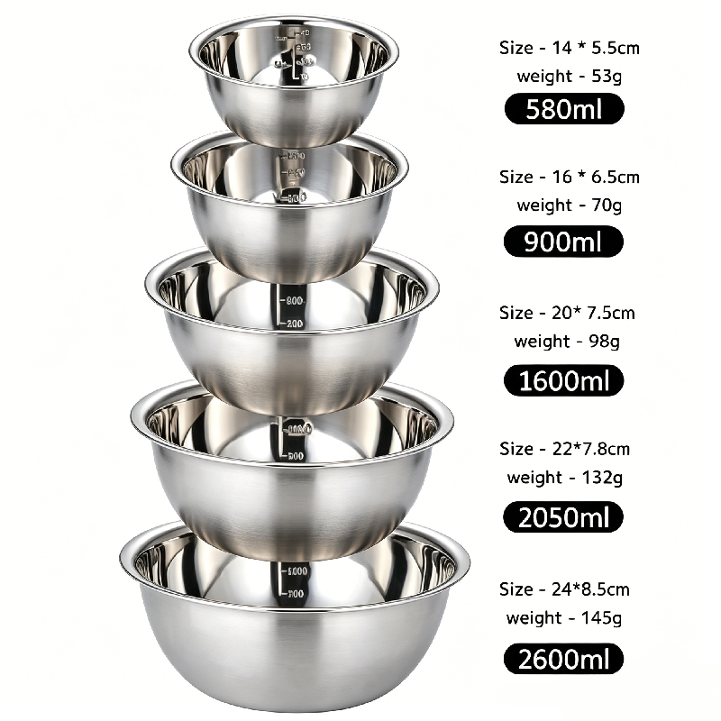 5pcs/set Stainless Steel Mixin - Nesting Camping Cooking Set recensione e prezzo