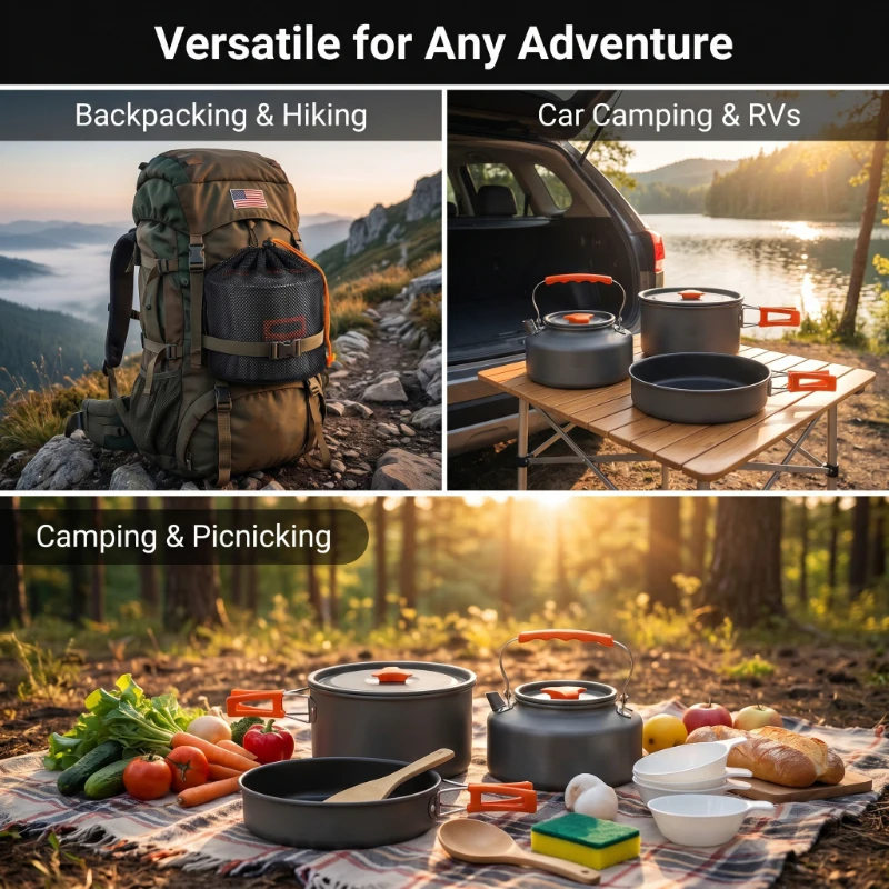 Camping Cookware Set Outdoor P - Camping Cooking And Eating Set recensione e prezzo