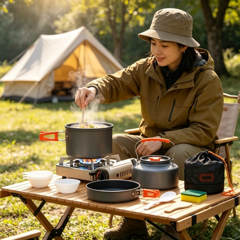 Camping Cookware Set Outdoor P - Camping Cooking And Eating Set recensione e prezzo