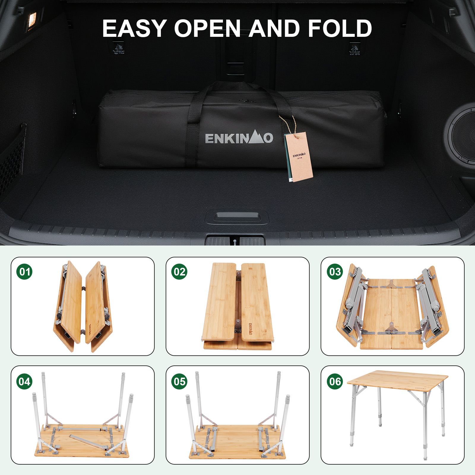 Adjustable Height Bamboo Foldi - Camping Cooking Roll recensione e prezzo