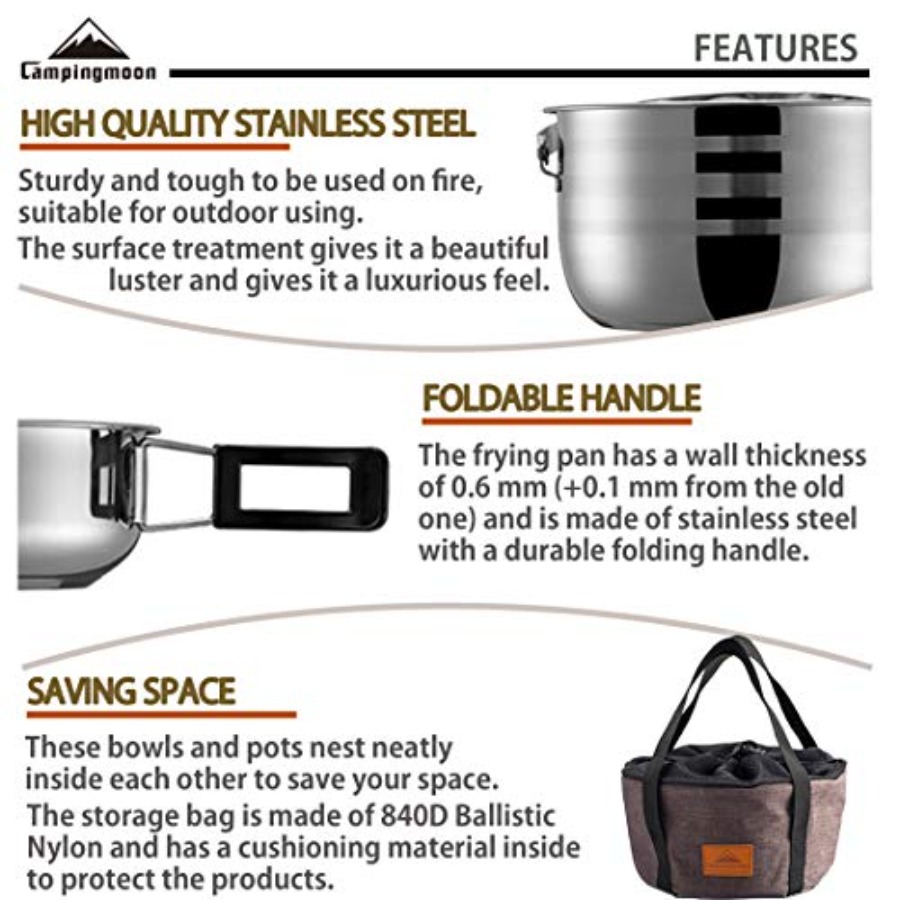 CAMPINGMOON Camping Cookware S - Nesting Camping Cooking Set recensione e prezzo
